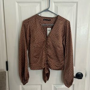 Abercrombie long sleeve satin top